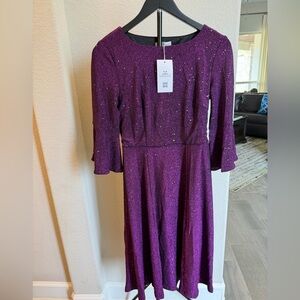 HOMRAIN Sparkling Purple Midi Dress S PTP: 16.5"